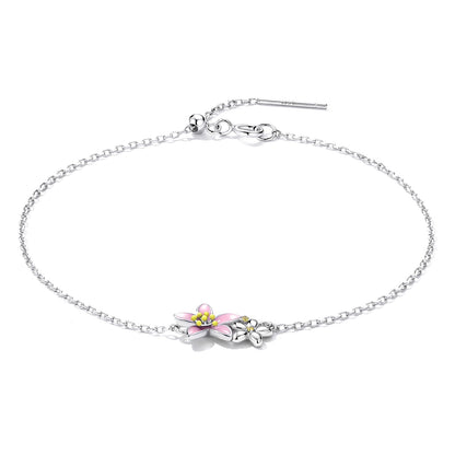S925 Sterling Silver Adjustable Flower Bracelet for Women  DestGlow