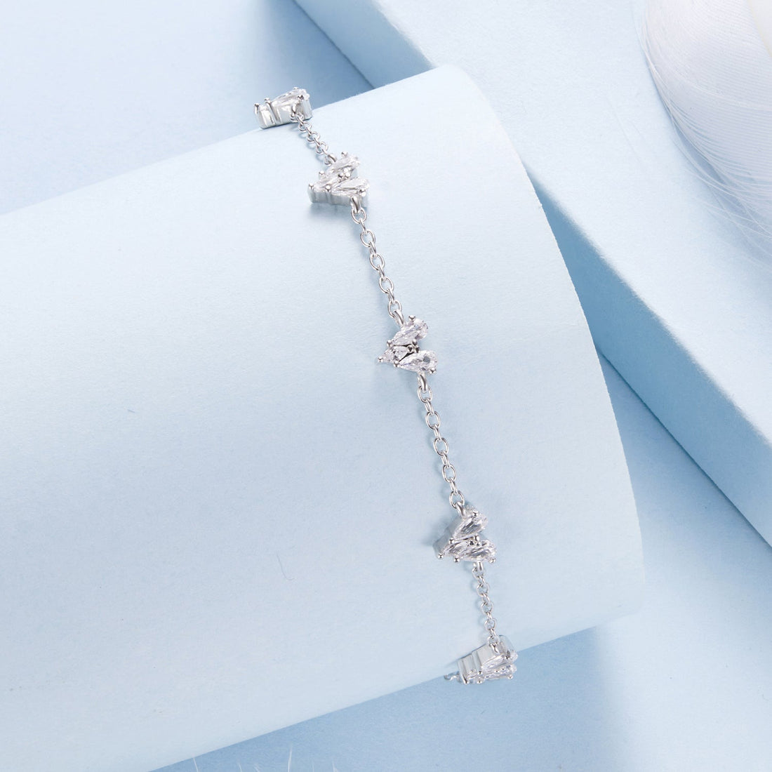 925 Sterling Silver Bracelet with White Gold Plating and CZ Paving for Women  DestGlow