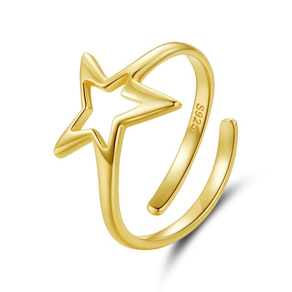 925 Sterling Silver Plated Gold 1.40cm Star Ring  DestGlow