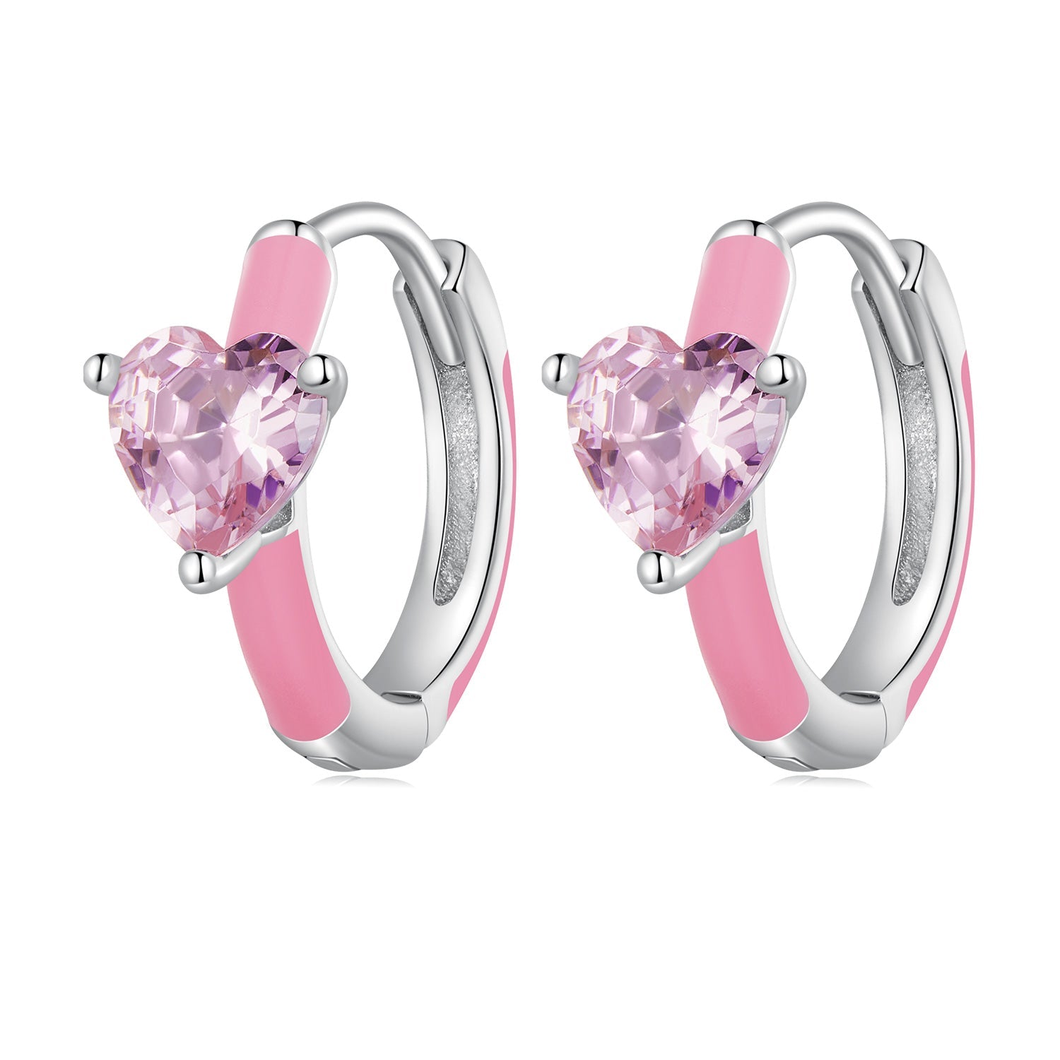 S925 Sterling Silver Enamel Platinum Plated Earrings with 6mm CZ for Women  DestGlow