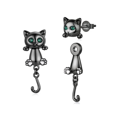 Brass &amp; S925 Silver Earrings | 2.8*1.1cm | White Gold Plated with Pavé Setting CZ for Women