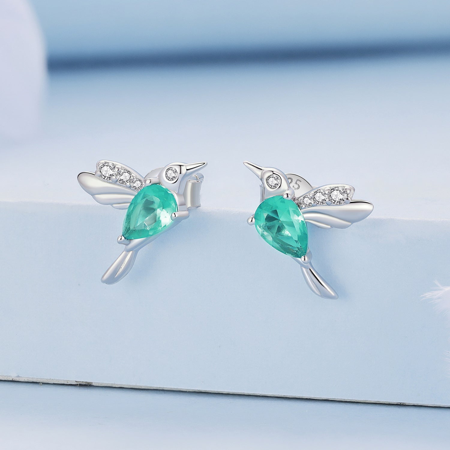925 Sterling Silver Transparent Glass Earrings with CZ for Women  DestGlow