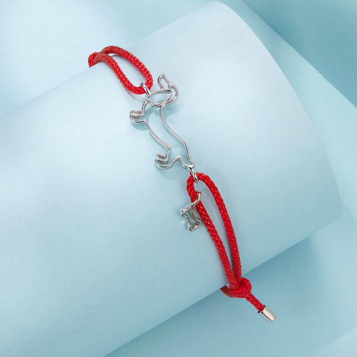 925 Sterling Silver White Gold Plated Adjustable Bracelet with Cotton Cord for Women  DestGlow