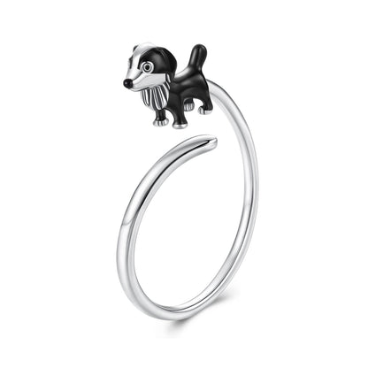 925 Sterling Silver Enamel Oxidized Silver Ring for Dogs  DestGlow