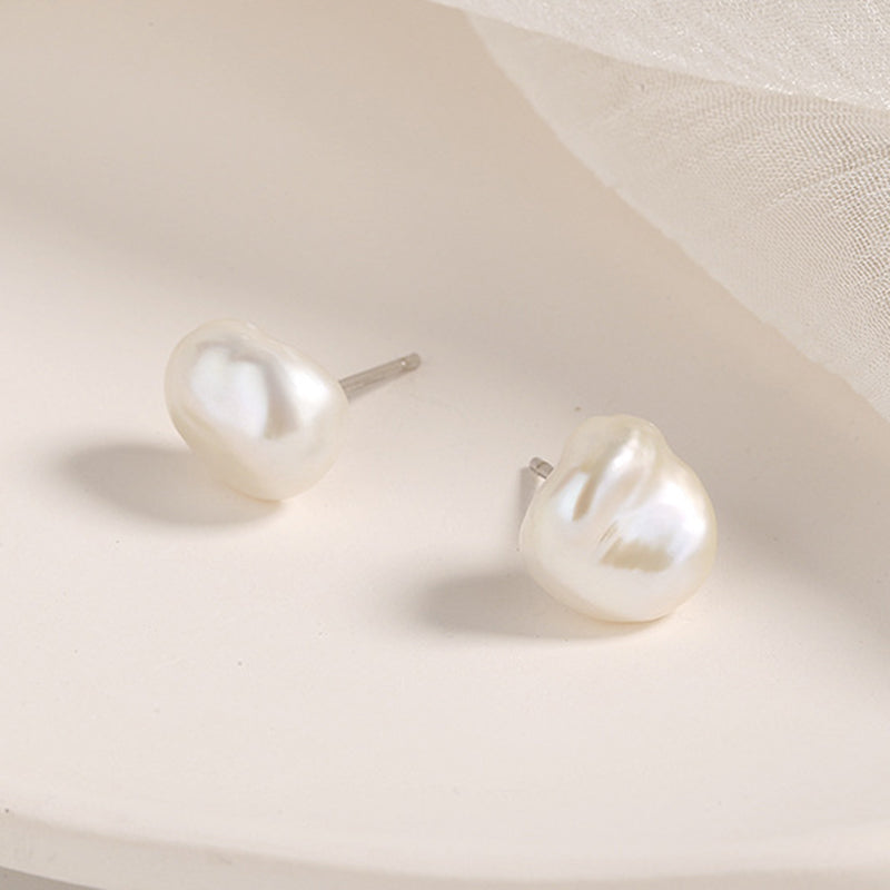 925 Sterling Silver White Gold Plated Freshwater Pearl Earrings  DestGlow