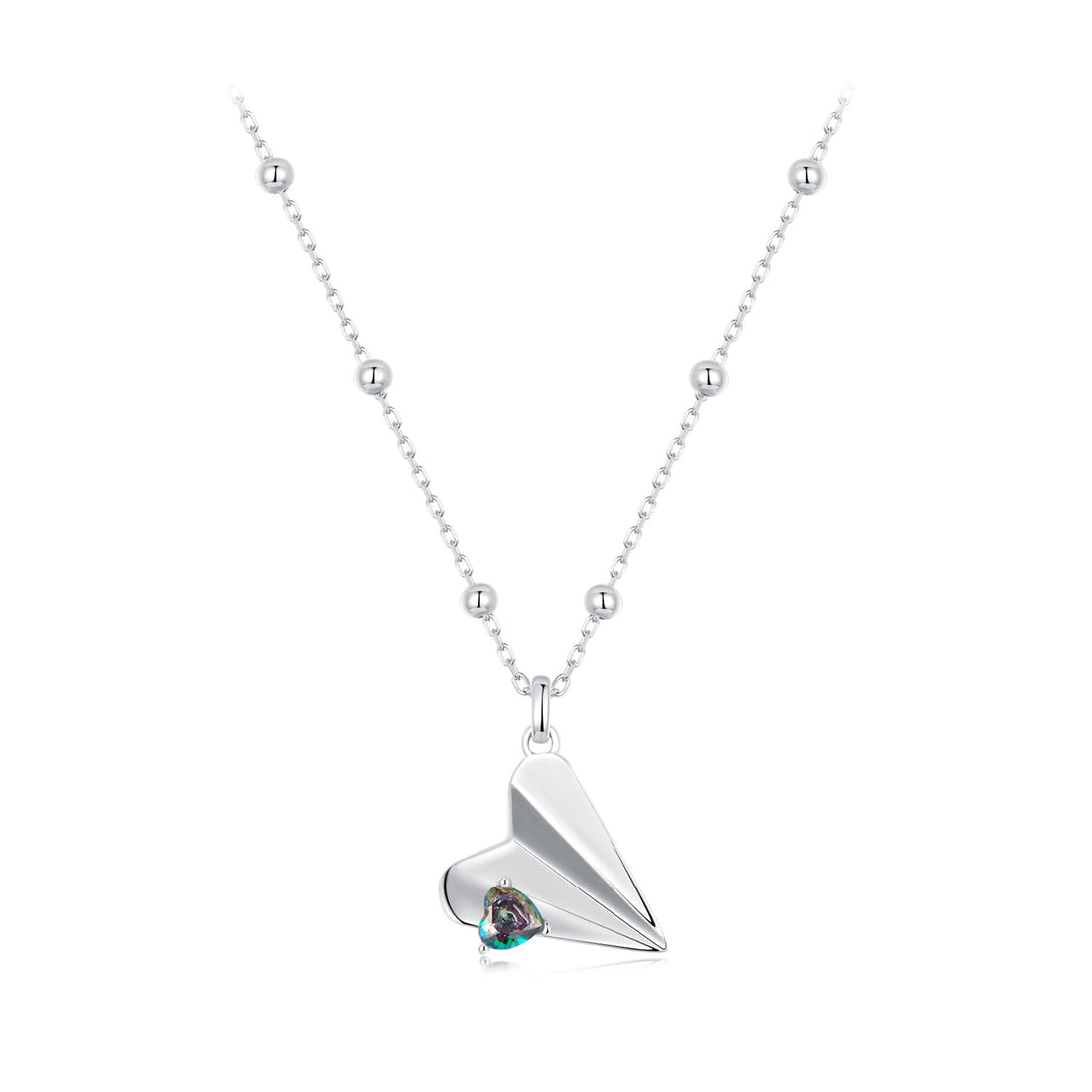 925 Sterling Silver Necklace with Transparent Glass, 18x15mm Pendant for Women  DestGlow