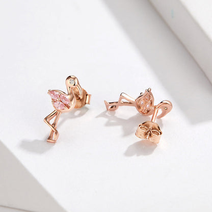 925 Sterling Silver 1.5x0.7cm Plated Rose Gold CZ Earrings for Women  DestGlow