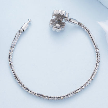 925 Sterling Silver Plated Platinum Bracelet with 3mm Rope for Women  DestGlow