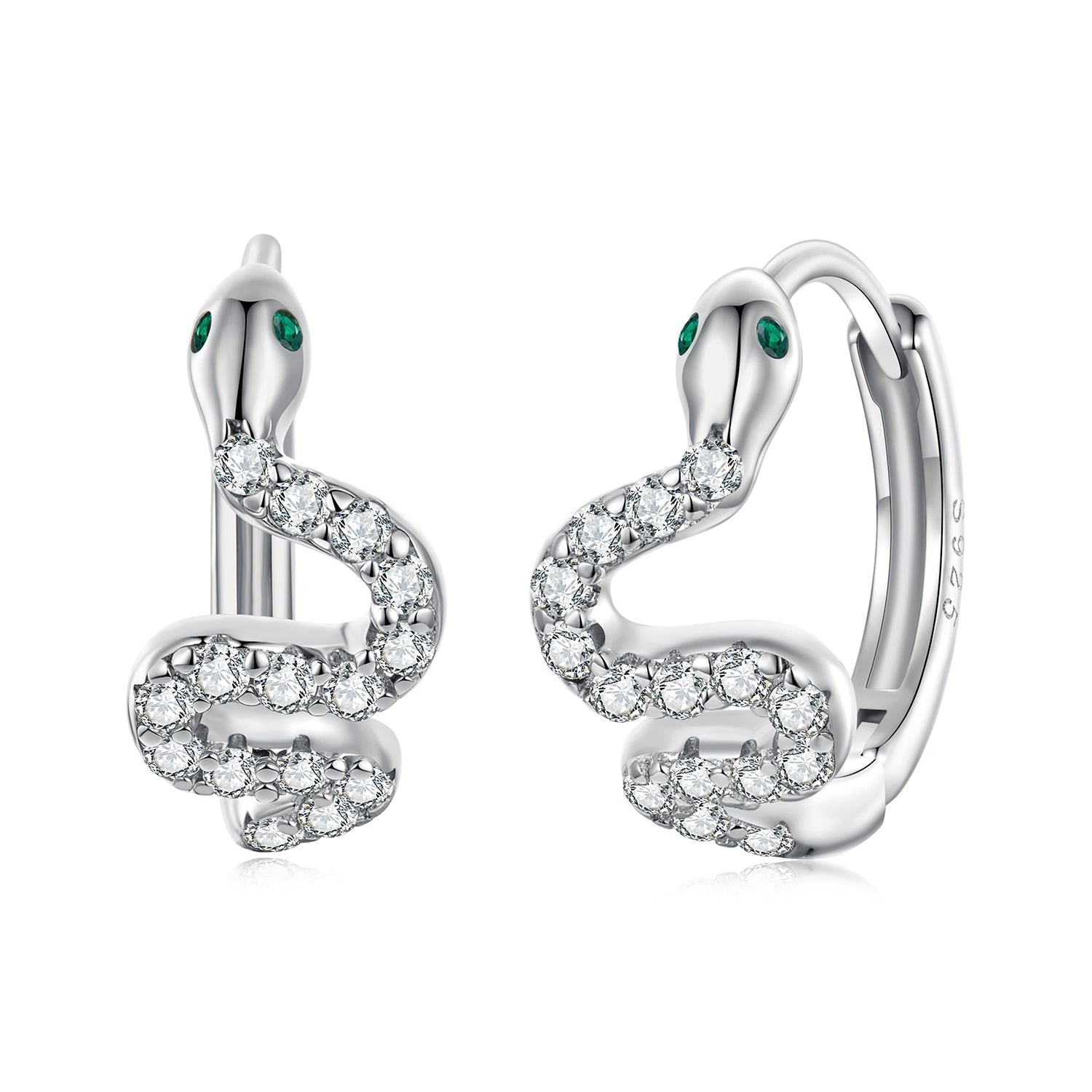 925 Sterling Silver Hoop Earrings with White Gold Plating and CZ Stones  DestGlow