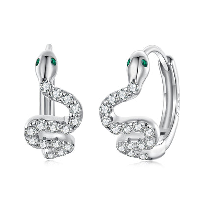 925 Sterling Silver Hoop Earrings with White Gold Plating and CZ Stones  DestGlow