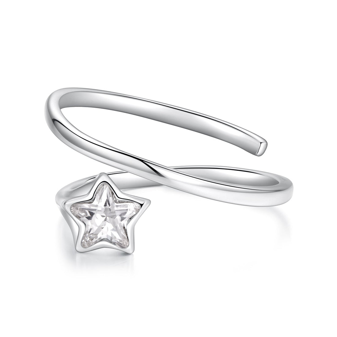 925 Sterling Silver White Gold Plated Pavé CZ Star Ring for Women  DestGlow