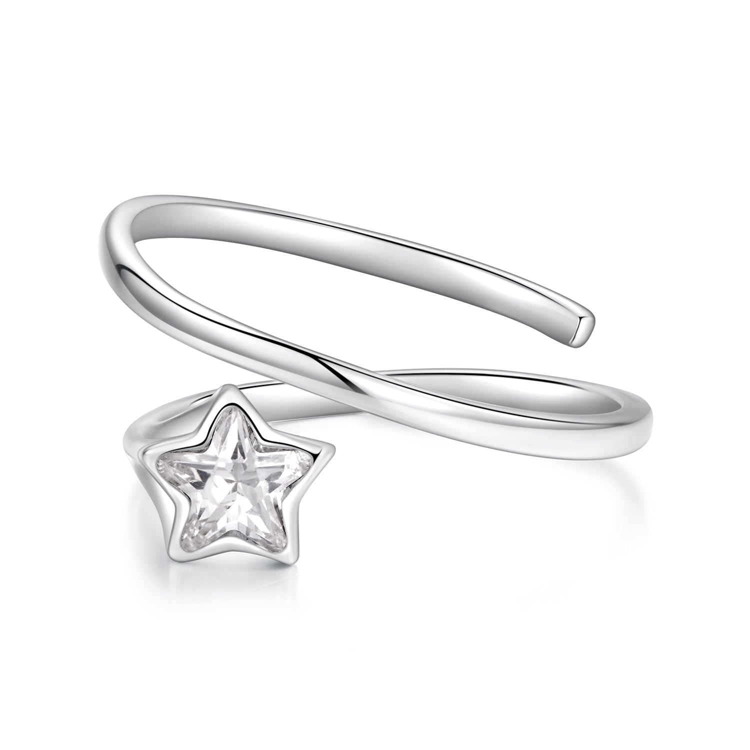 925 Sterling Silver White Gold Plated Pavé CZ Star Ring for Women  DestGlow