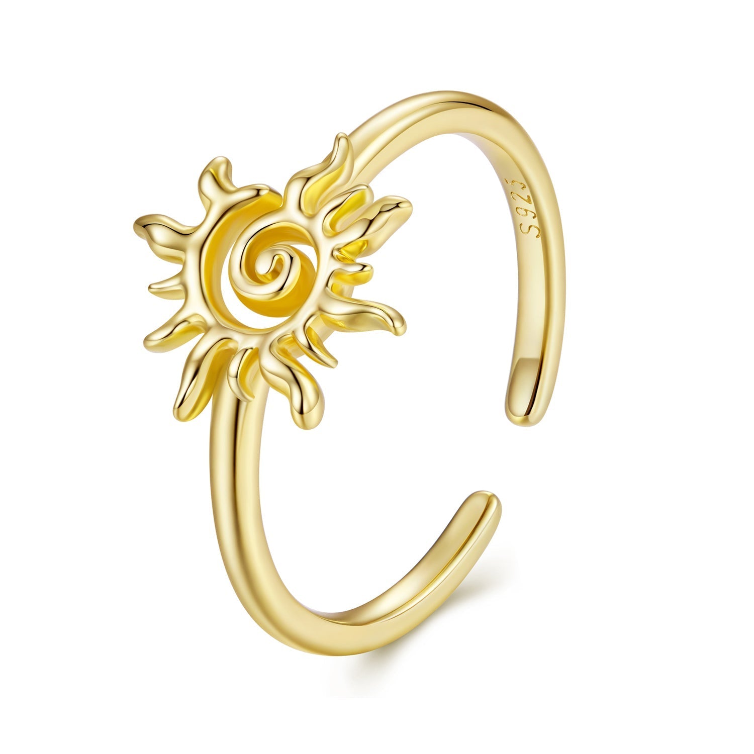 925 Sterling Silver Gold Plated Sun Ring  DestGlow