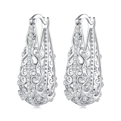 925 Sterling Silver Earrings with Pavé Set CZ, 2.5cm x 0.8cm, for Women  DestGlow