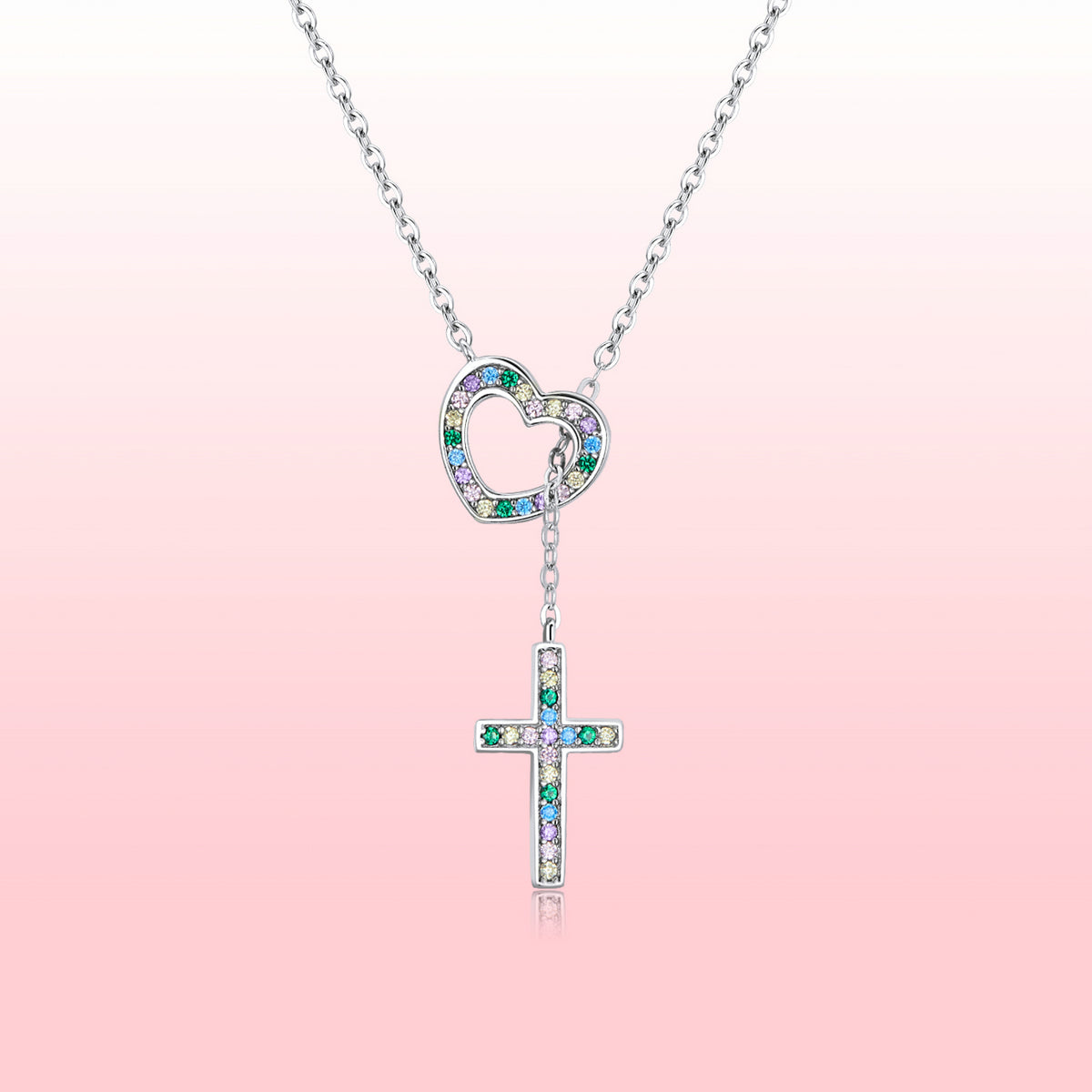 925 Sterling Silver Plated Necklace with Adjustable Length 42.5cm and CZ for Women  DestGlow