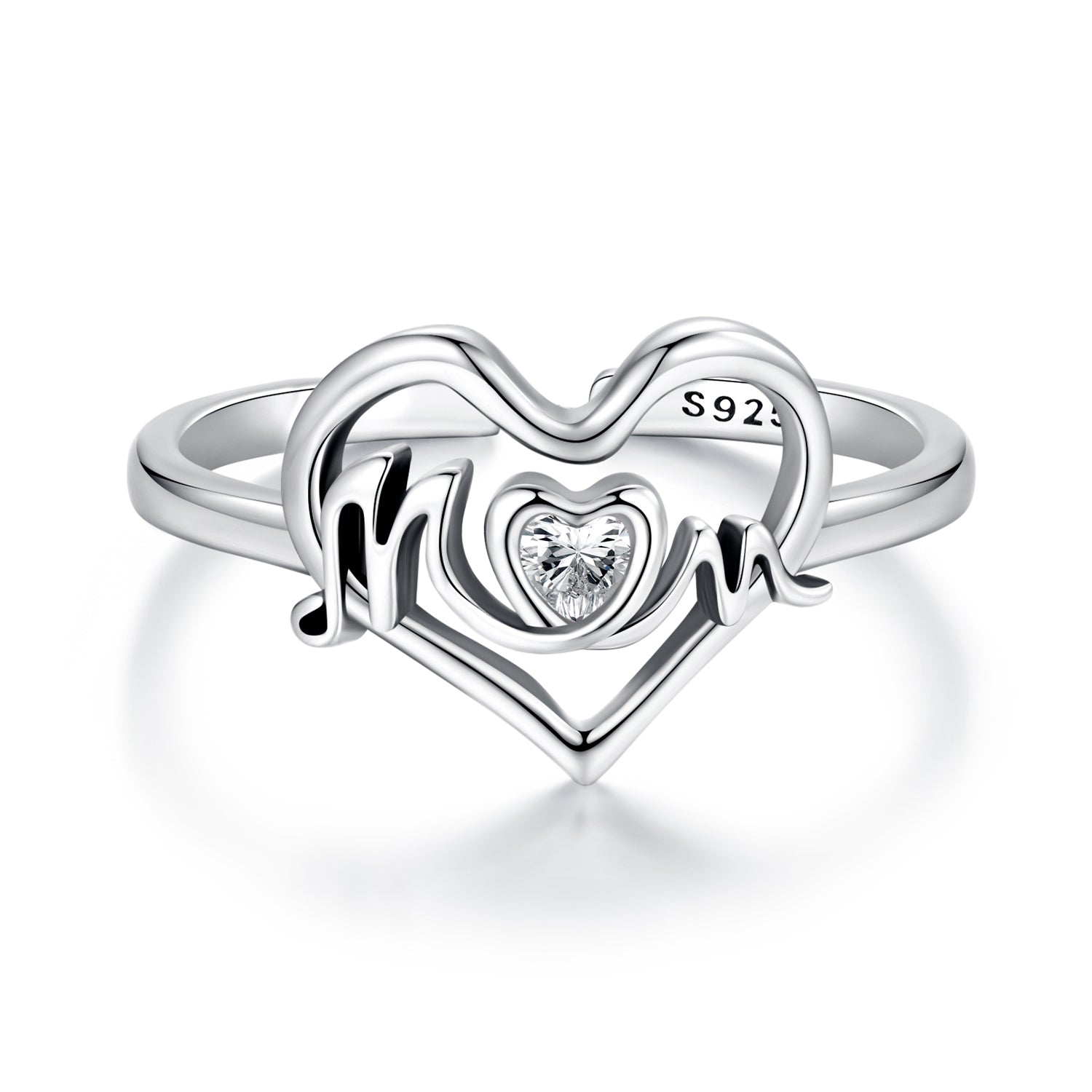 925 Sterling Silver Heart-shaped CZ Ring for Women  DestGlow