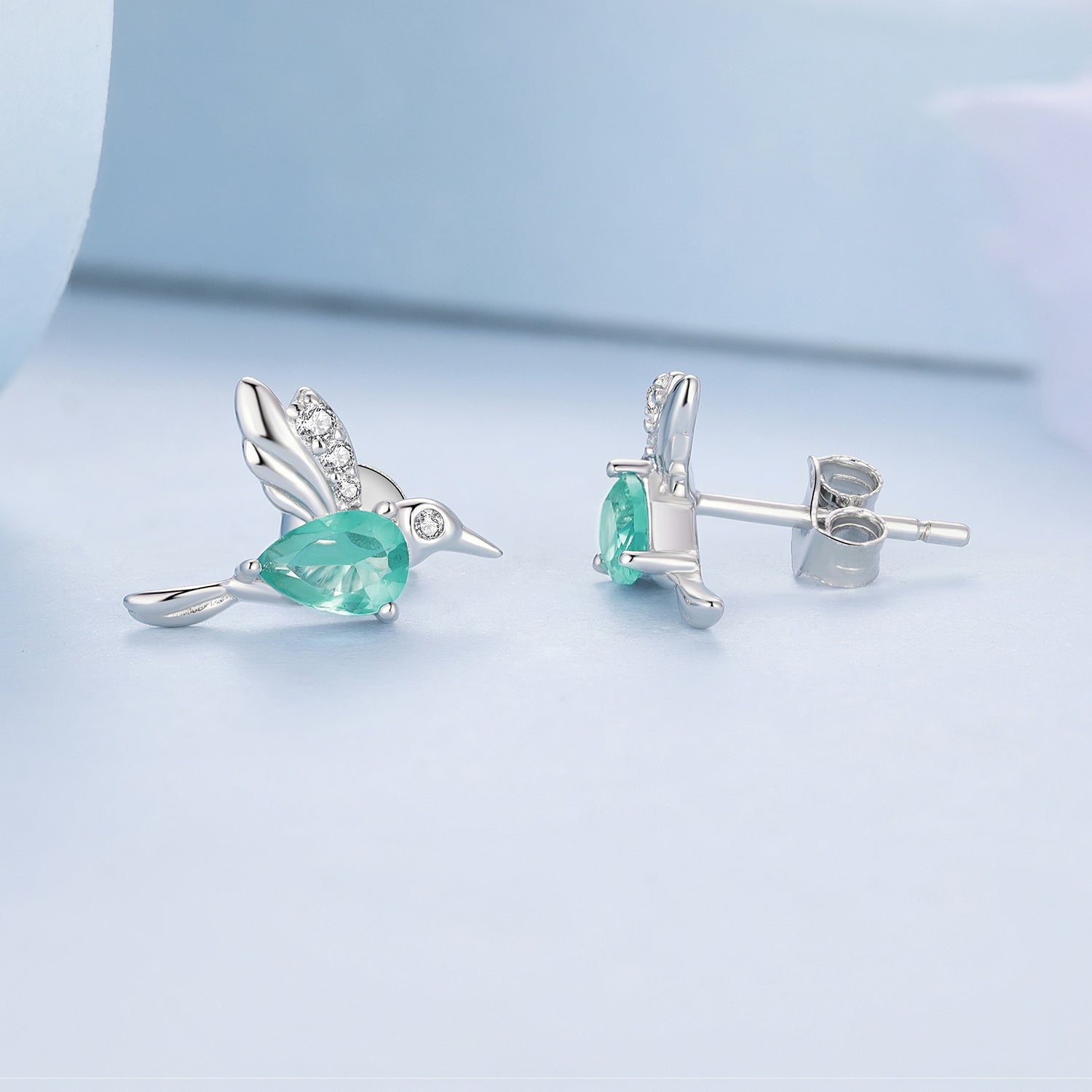 925 Sterling Silver Transparent Glass Earrings with CZ for Women  DestGlow