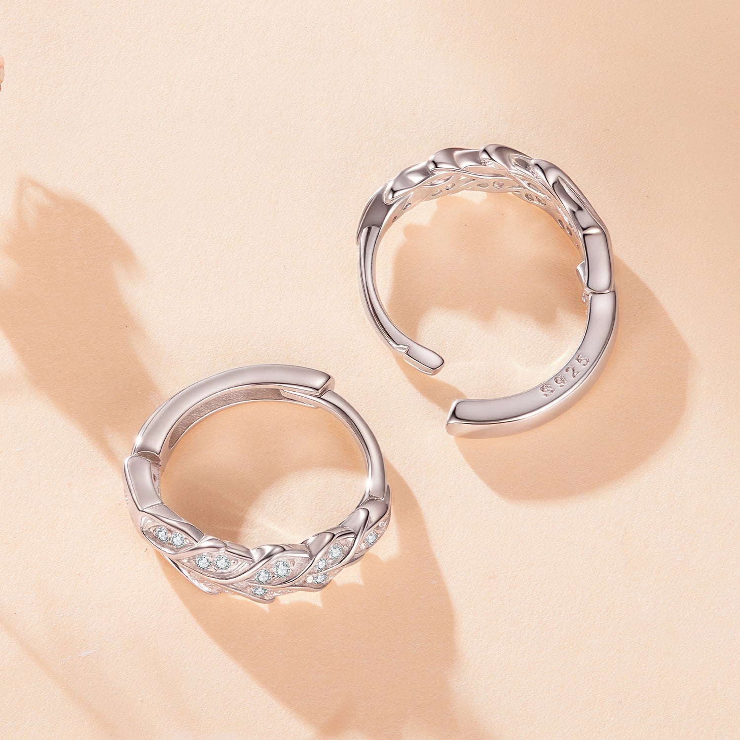 925 Sterling Silver Earrings with Pavé Setting CZ and White Gold Plating for Women  DestGlow