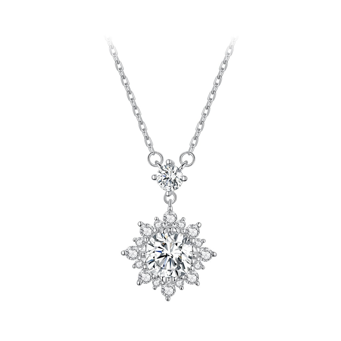 925 Sterling Silver Moissanite Necklace with Pavé Setting in Platinum, 450mm, for Women  DestGlow