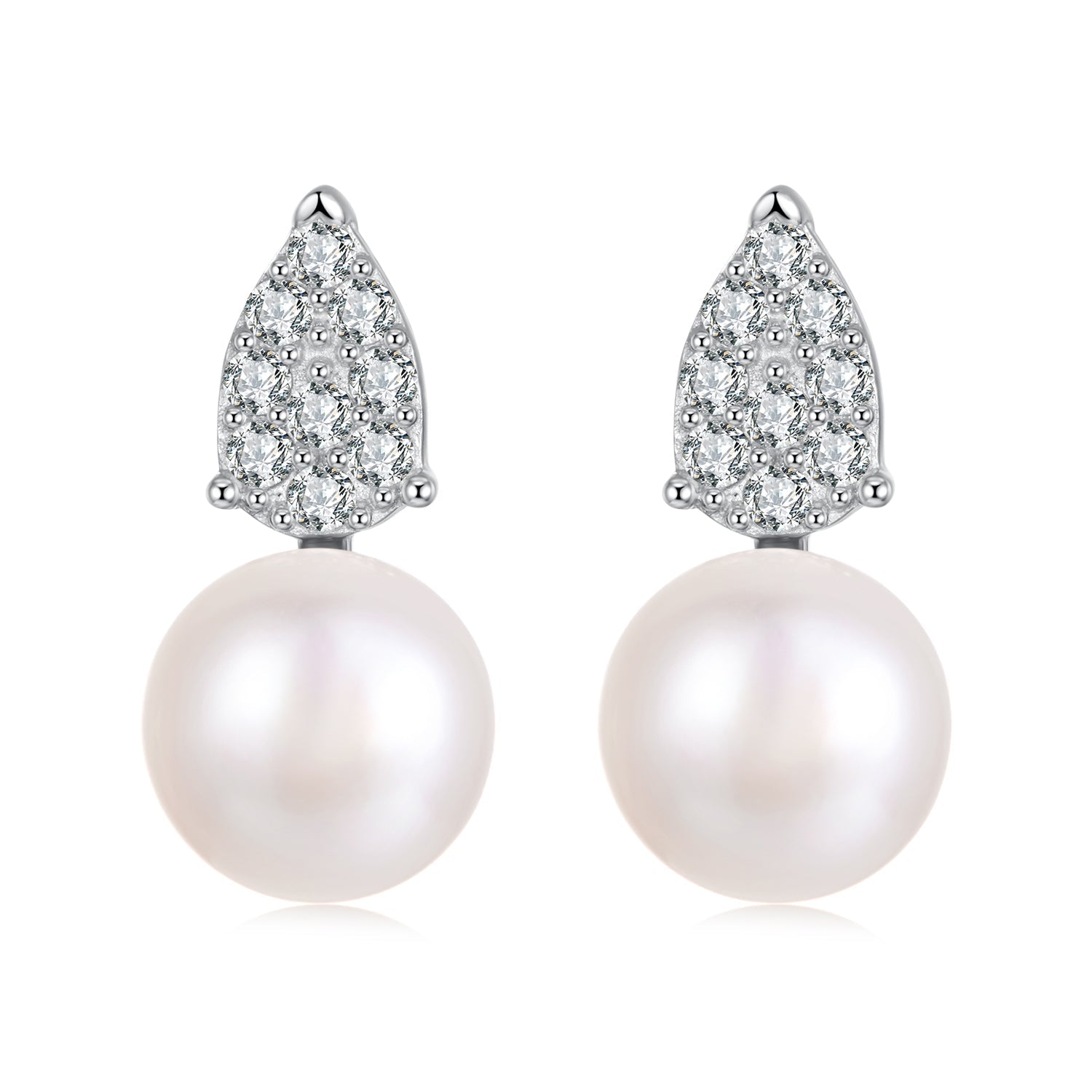 925 Sterling Silver 0.023 Carat Moissanite &amp; Freshwater Pearl Earrings for Women