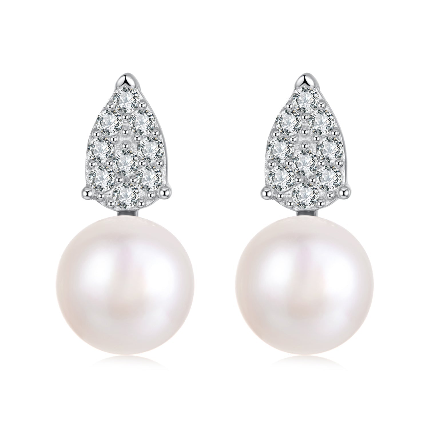 925 Sterling Silver 0.023 Carat Moissanite &amp; Freshwater Pearl Earrings for Women