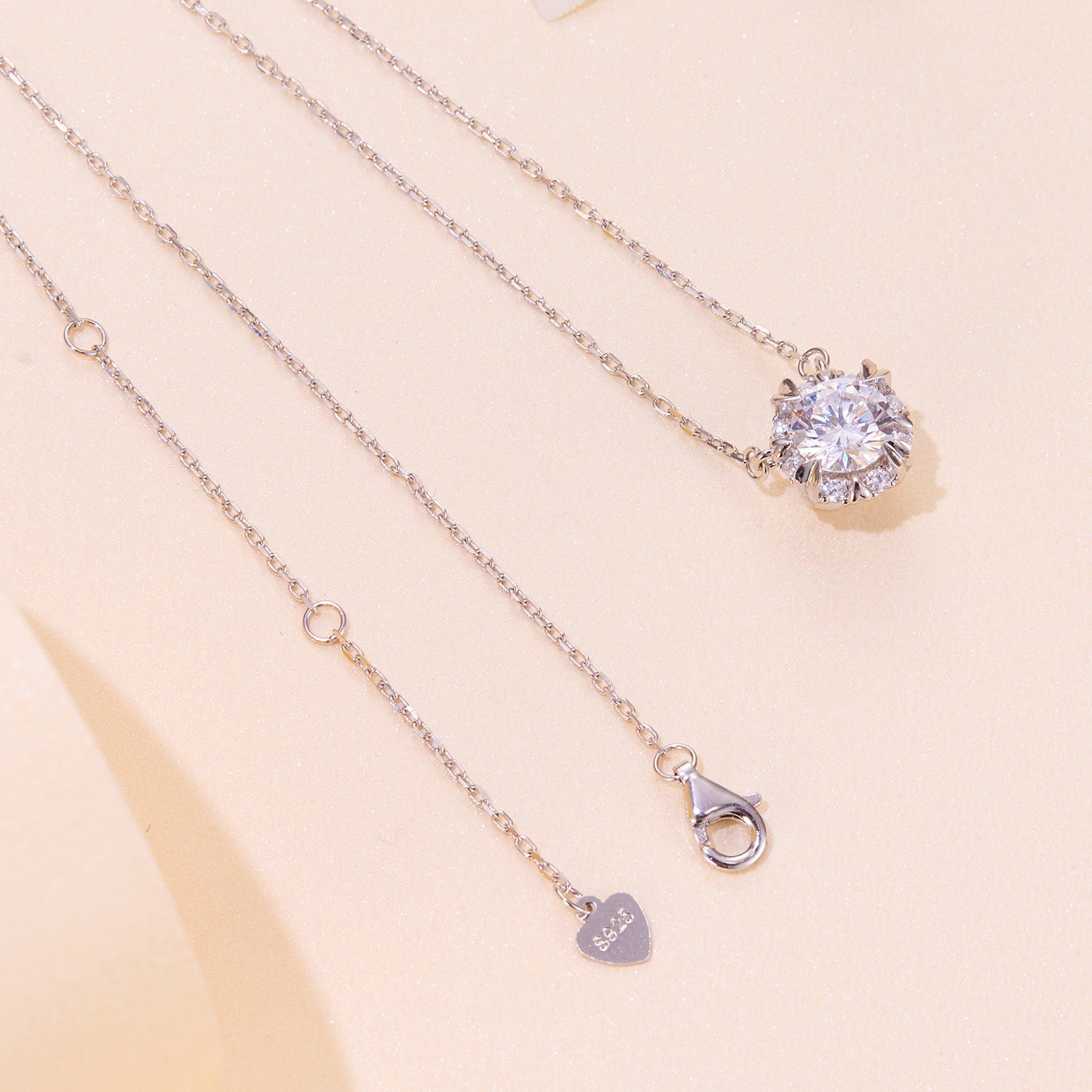 925 Sterling Silver Moissanite 1.0 Carat Necklace with Pavé Setting for Women  DestGlow