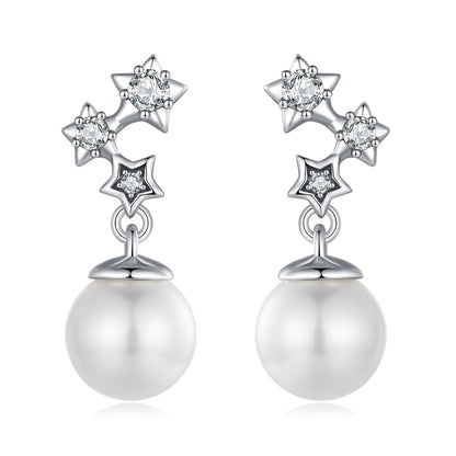 925 Sterling Silver Earrings with Quality Shell Pearl and CZ for Women  DestGlow