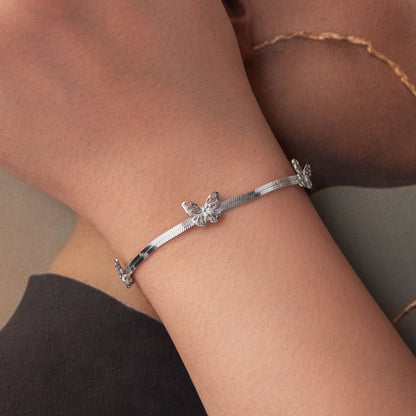 925 Sterling Silver Plated White Gold Adjustable Bracelet for Women  DestGlow