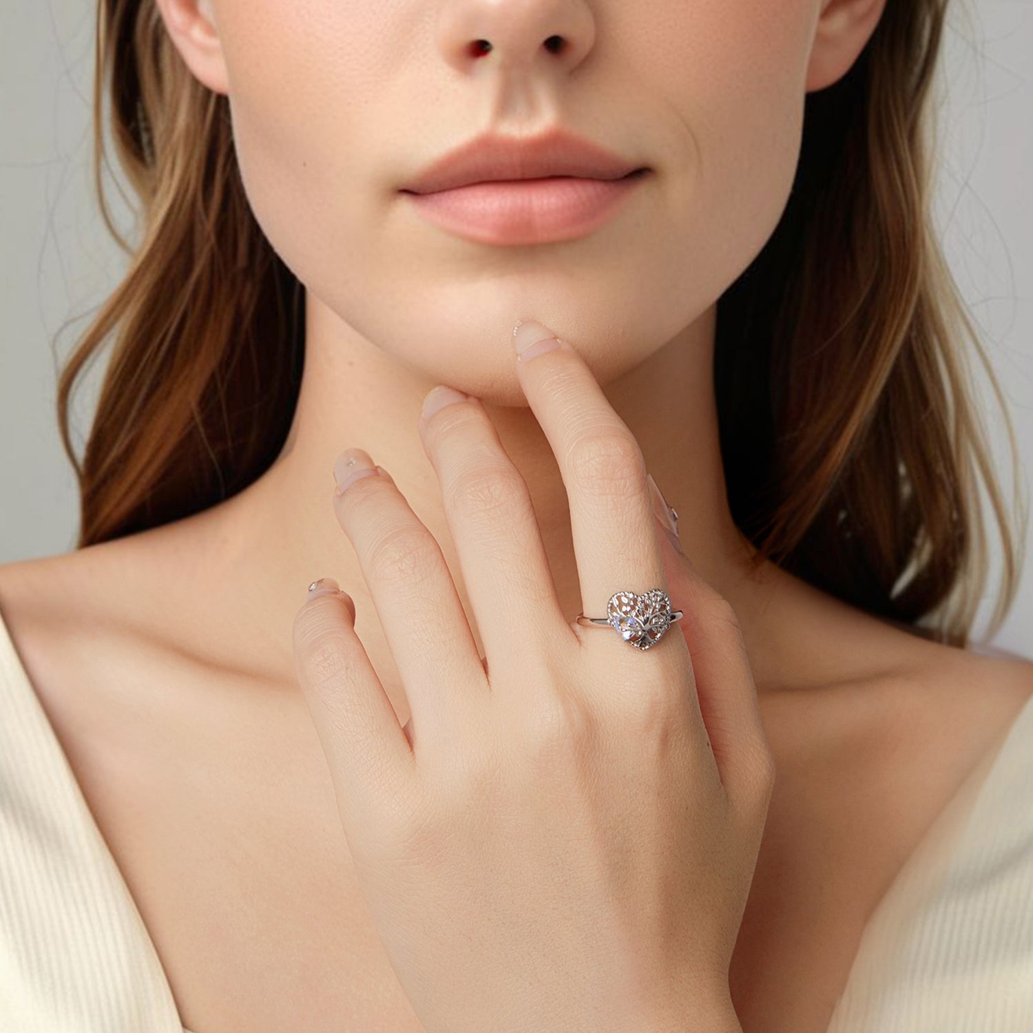 925 Sterling Silver Heart-Shaped Moonstone Ring for Women  DestGlow