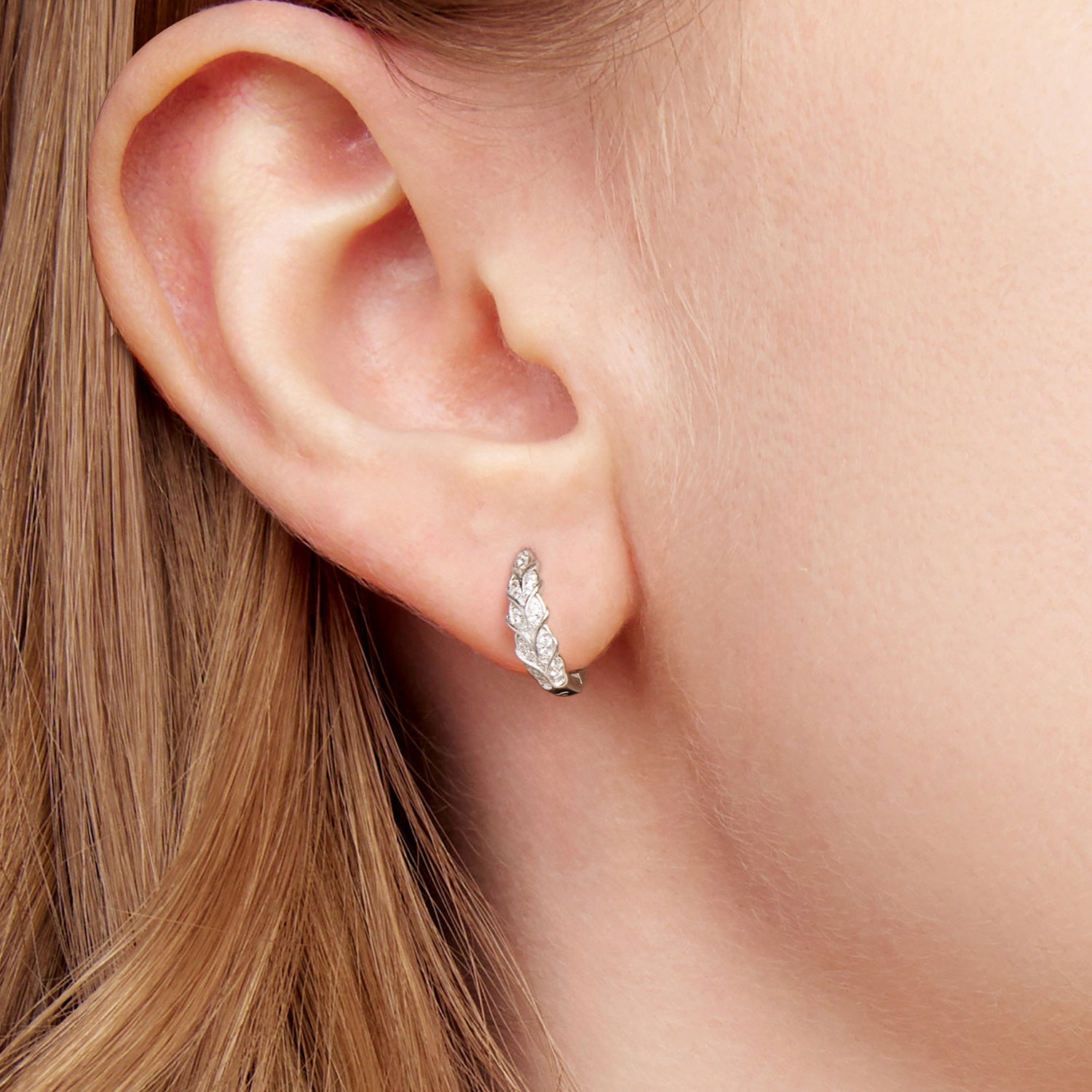 925 Sterling Silver Earrings with Pavé Setting CZ and White Gold Plating for Women  DestGlow
