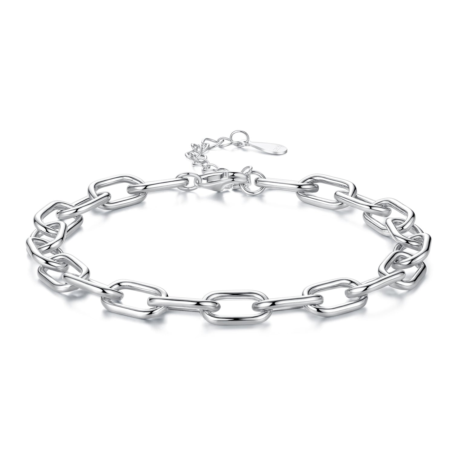 925 Sterling Silver White Gold Plated 15+6cm Adjustable Bracelet for Women  DestGlow