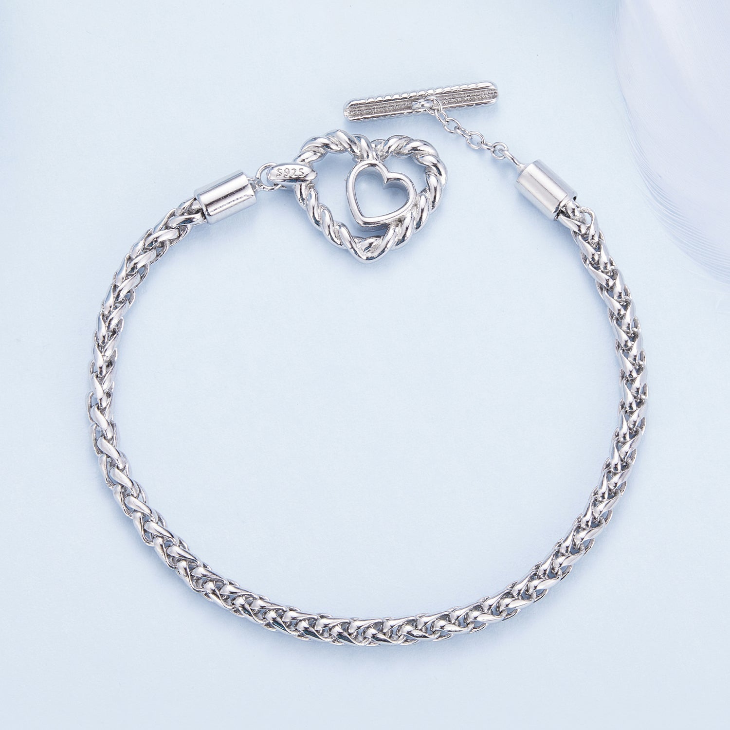 925 Sterling Silver 3.0mm Plated Platinum Bracelet Size 17.0 for Women  DestGlow