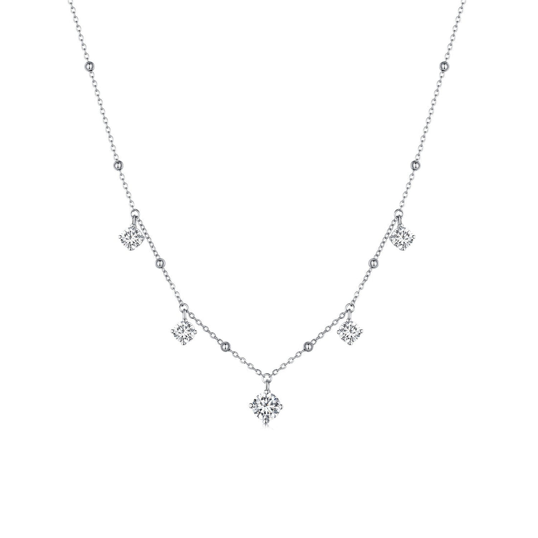 925 Sterling Silver 5.0mm Moissanite Necklace for Women  DestGlow