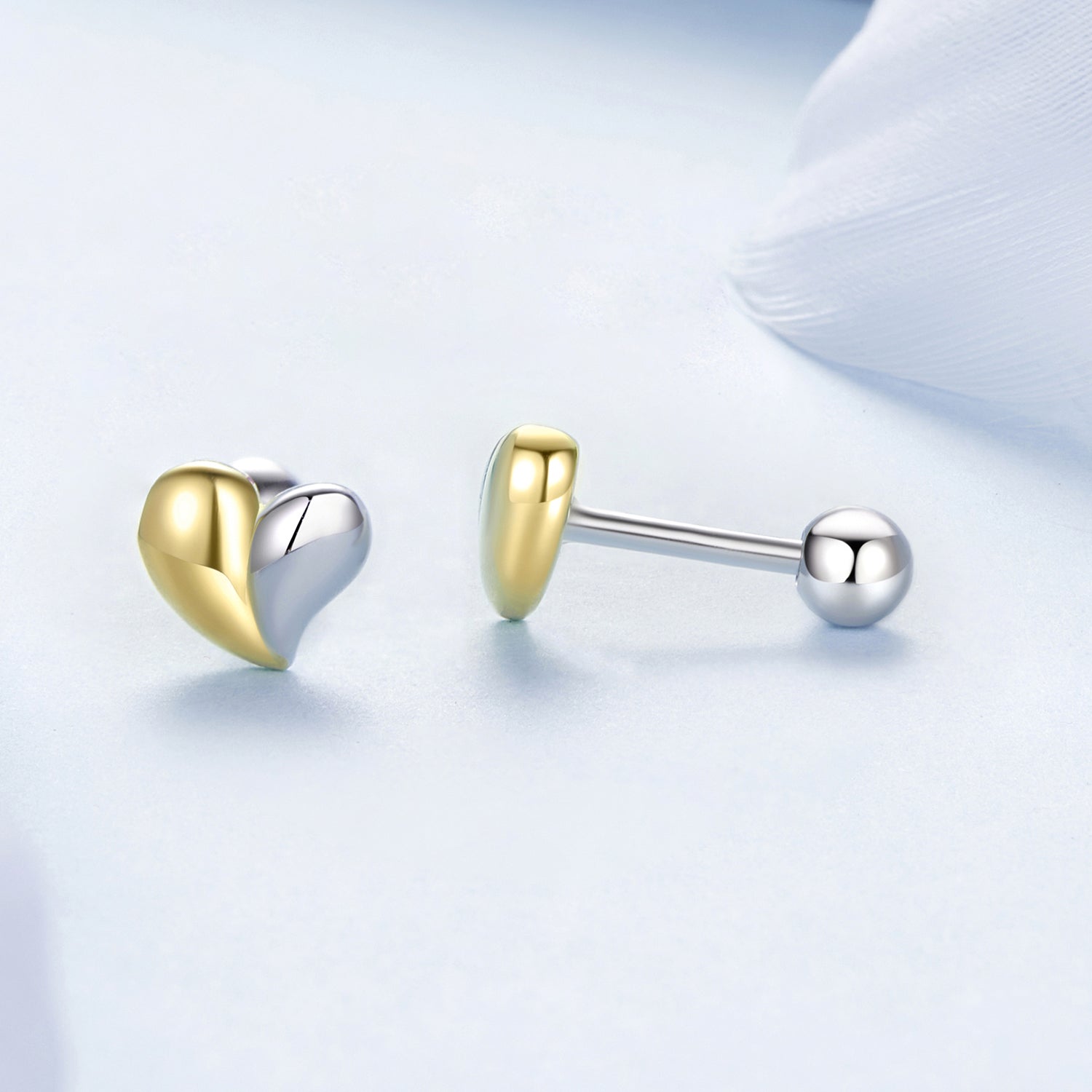 925 Sterling Silver &amp; Plated Gold Earrings for Women - 0.5*0.6cm  DestGlow