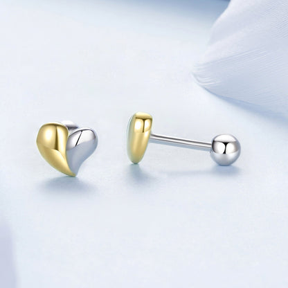 925 Sterling Silver &amp; Plated Gold Earrings for Women - 0.5*0.6cm  DestGlow