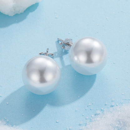 925 Sterling Silver Earrings with Quality Shell Pearl in White Gold Plating for Women  DestGlow