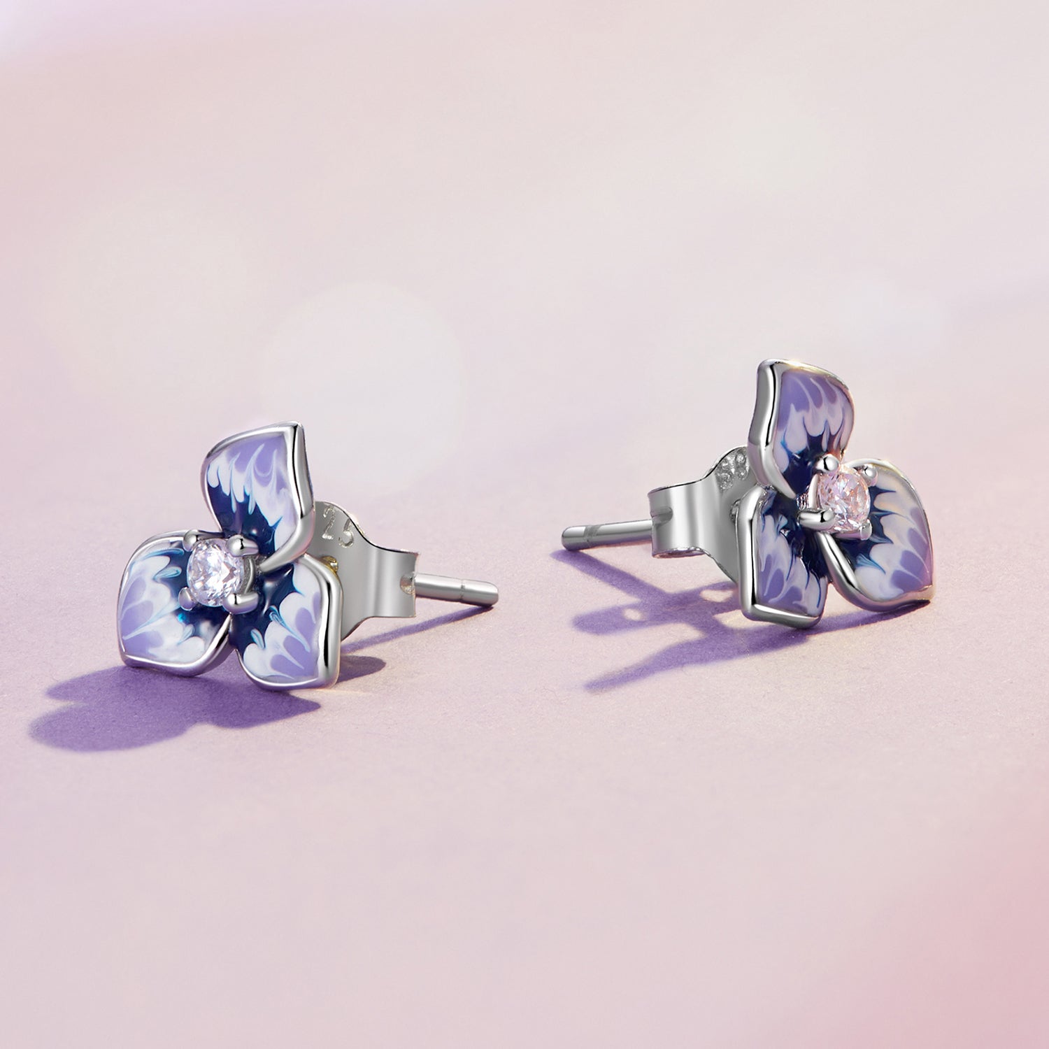 925 Sterling Silver Enamel CZ Earrings 8mm x 10mm for women  DestGlow