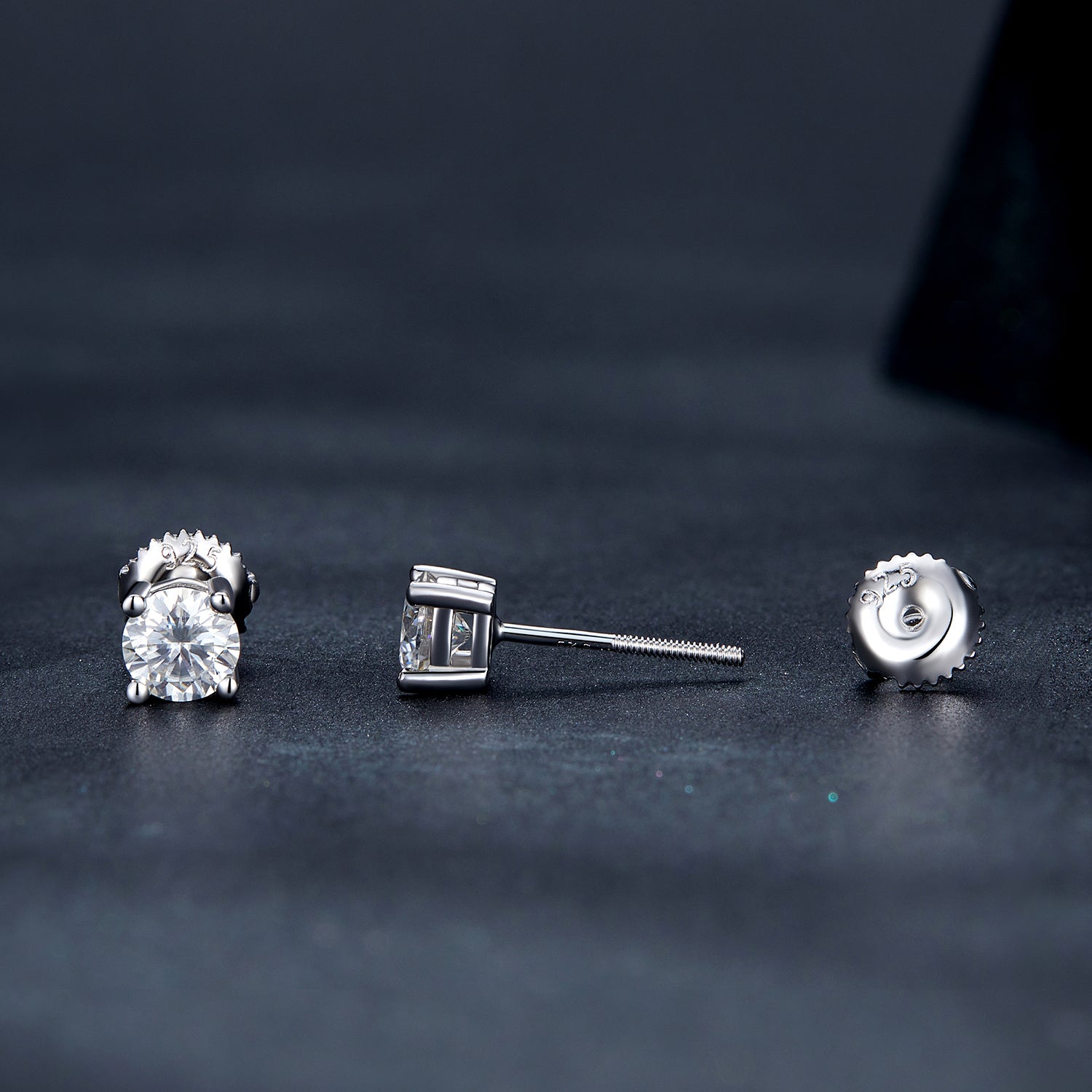 925 Sterling Silver Earrings with Moissanite in Style S, 0.5cm for Women  DestGlow