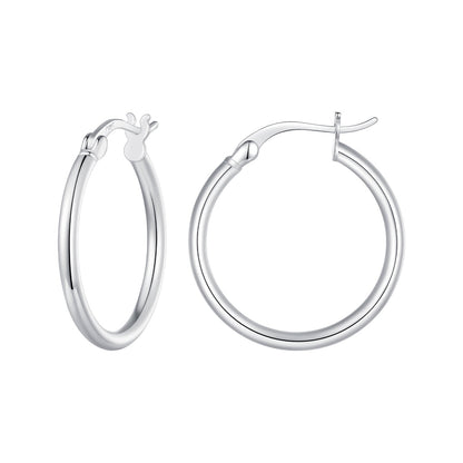 925 Sterling Silver Plated Platinum Earrings 24x2mm for Women