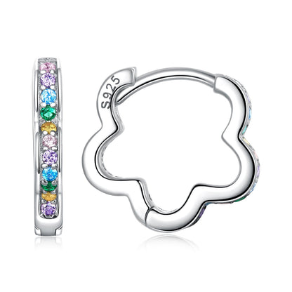 925 Sterling Silver Earrings with Pavé Setting CZ and Platinum Plating for Women