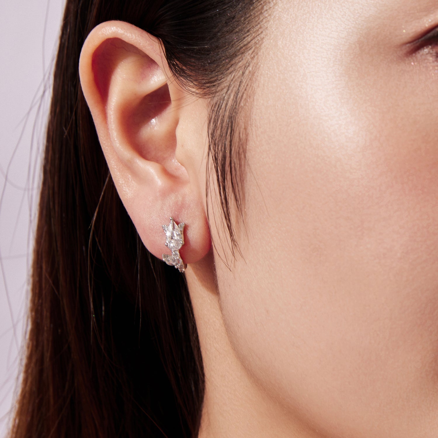 925 Sterling Silver Earrings with White Gold Plating and CZ  DestGlow
