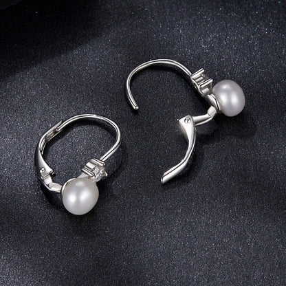 925 Sterling Silver &amp; Moissanite 0.30 Carat Earring with Freshwater Pearl for Women