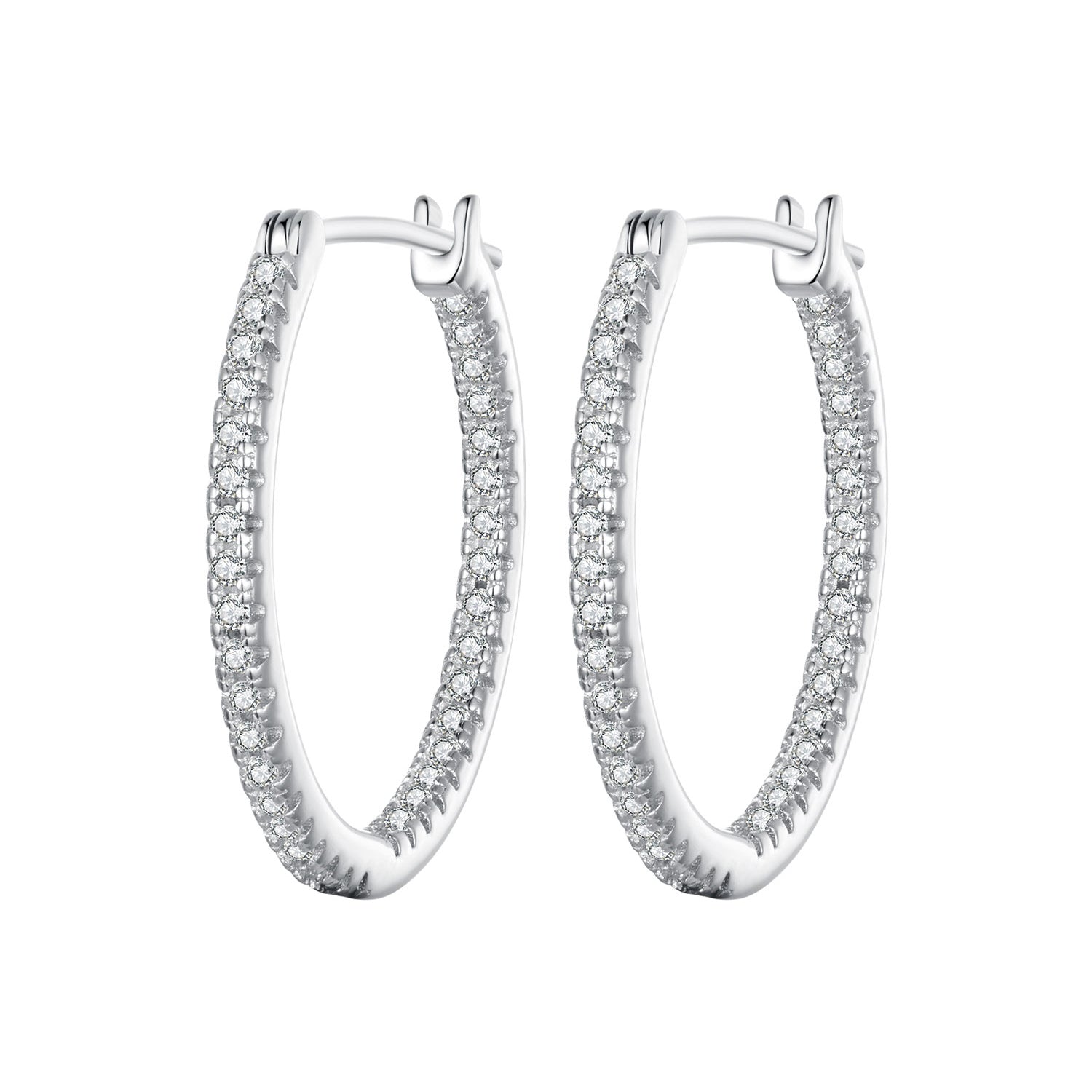 925 Sterling Silver Earrings with Pave Setting CZ in White Gold for Women  DestGlow