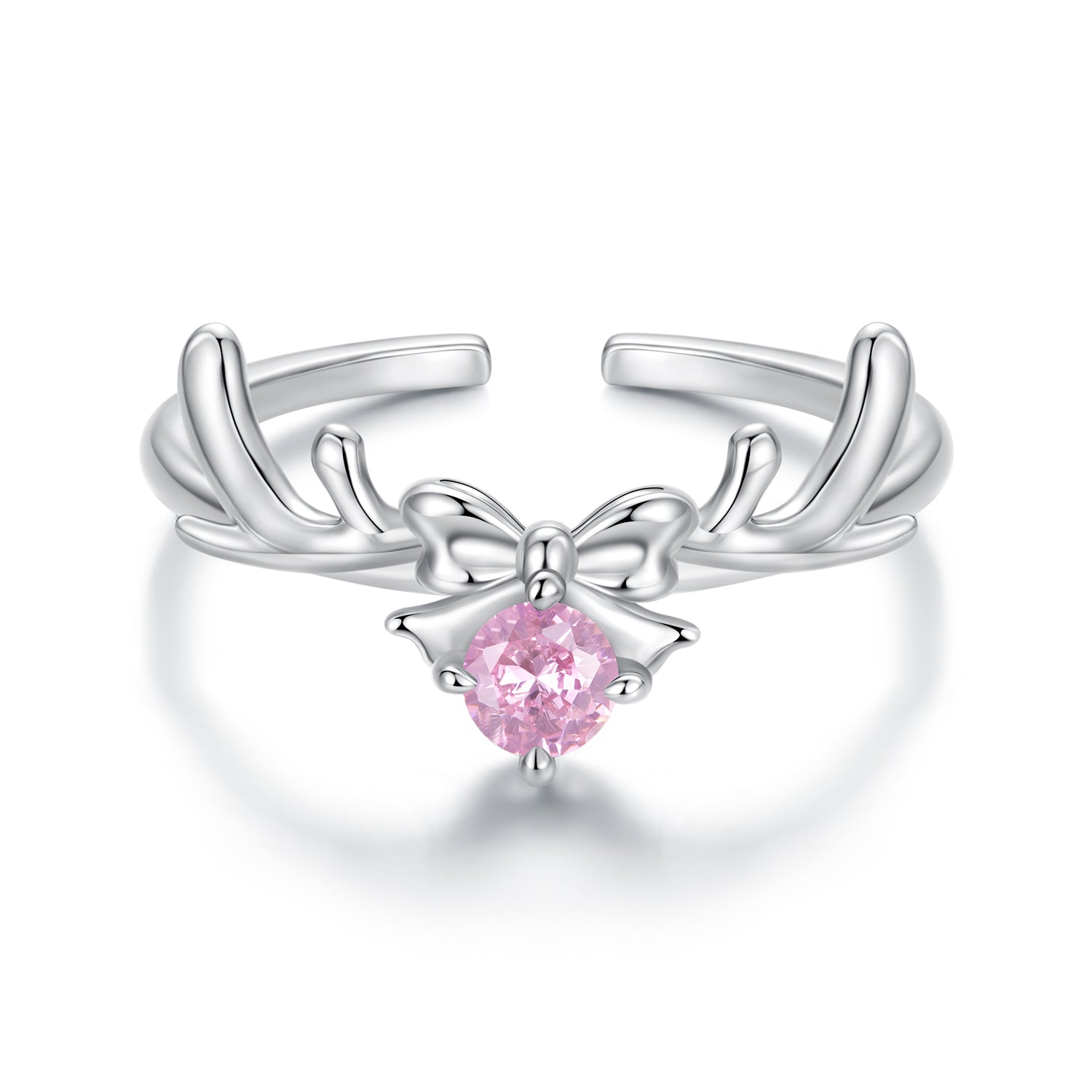 925 Sterling Silver White Gold Plated Bow-Knot Ring with CZ for Women  DestGlow