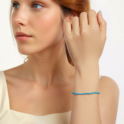 925 Sterling Silver Synthetic Turquoise Bracelet with White Gold Plating for Women  DestGlow