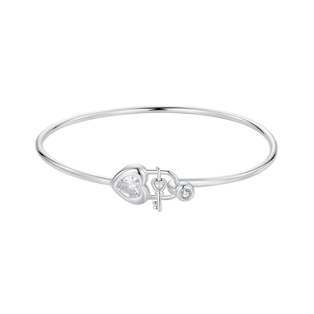 925 Sterling Silver Bracelet with CZ, 17mm, White Gold Plated, For Women  DestGlow