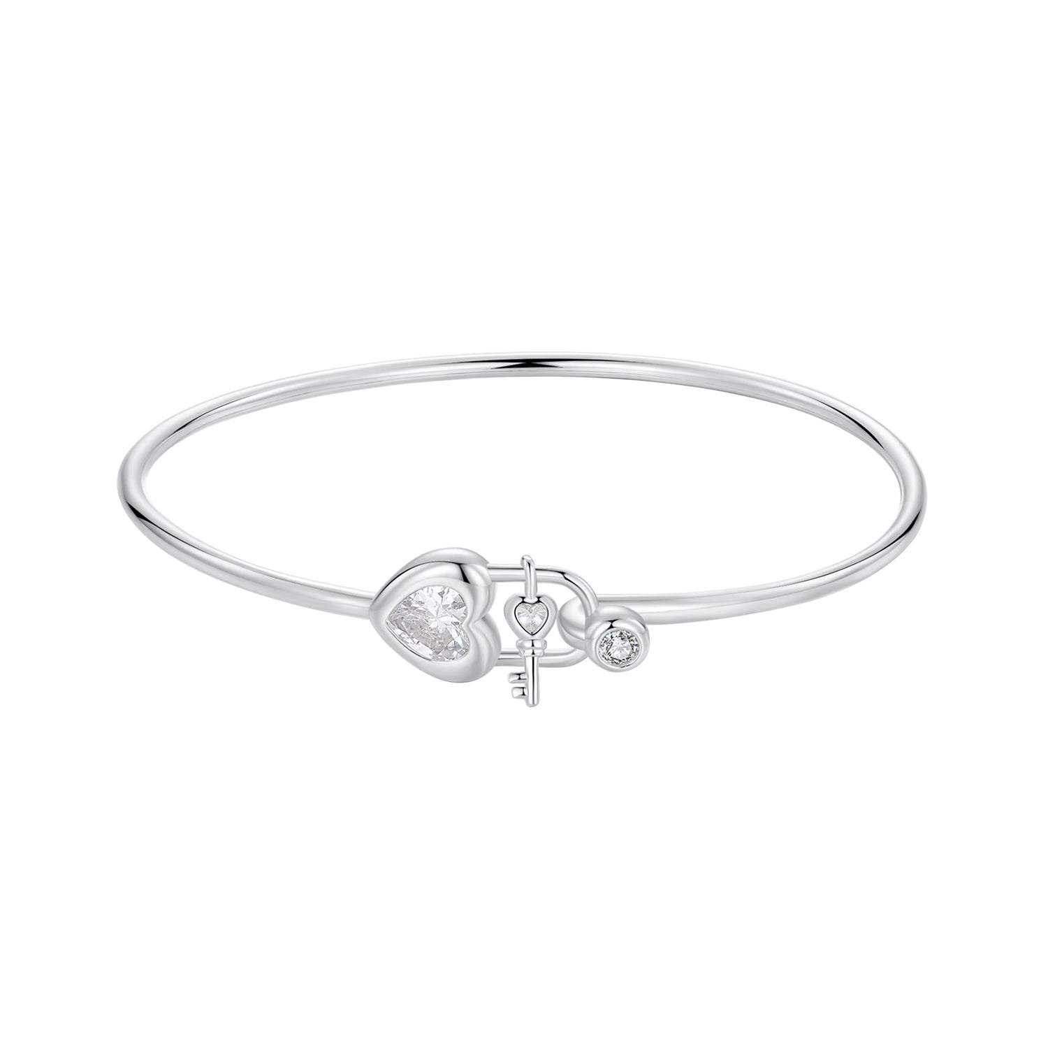 925 Sterling Silver Bracelet with CZ, 17mm, White Gold Plated, For Women  DestGlow