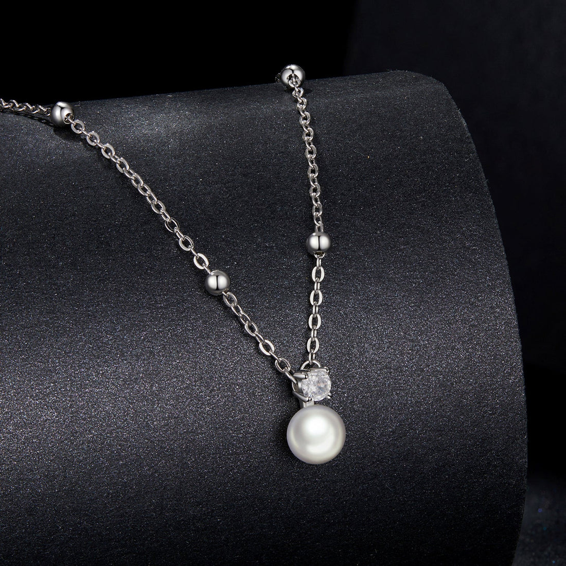 925 Sterling Silver Moissanite and Freshwater Pearl Necklace 40+5cm for Women  DestGlow