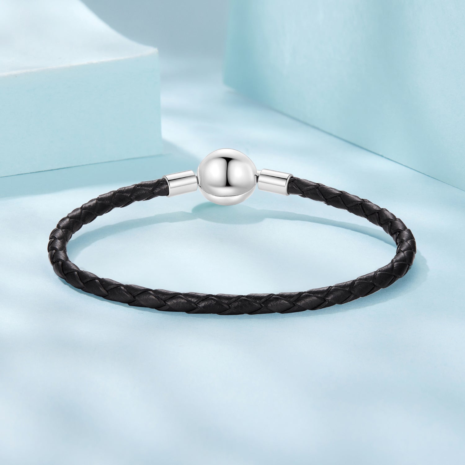 925 Sterling Silver Leather Rope Bracelet 17cm for Men  DestGlow
