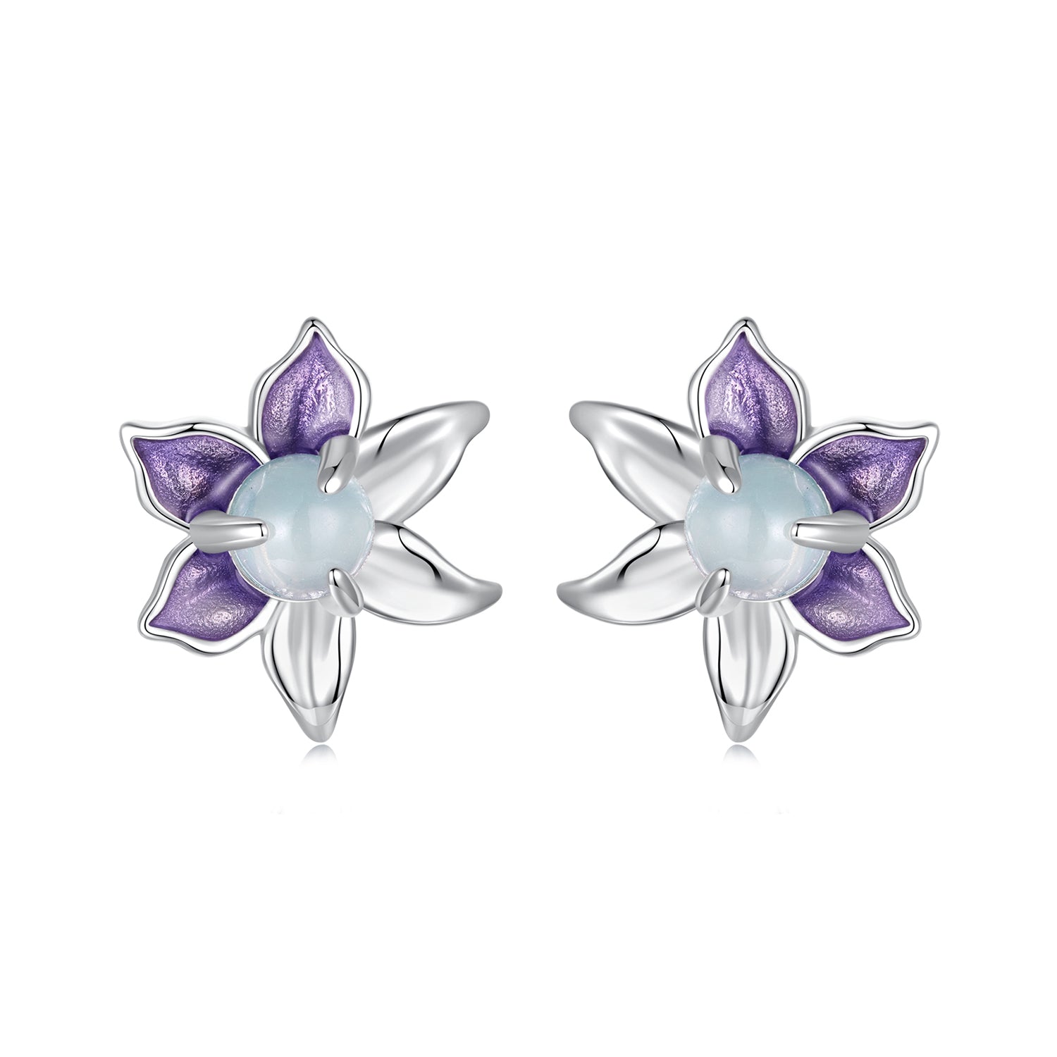 925 Sterling Silver Earrings with Enamel and Transparent Glass for Women  DestGlow